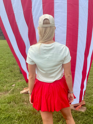 Cotton Bow Bubble Hem Skirt