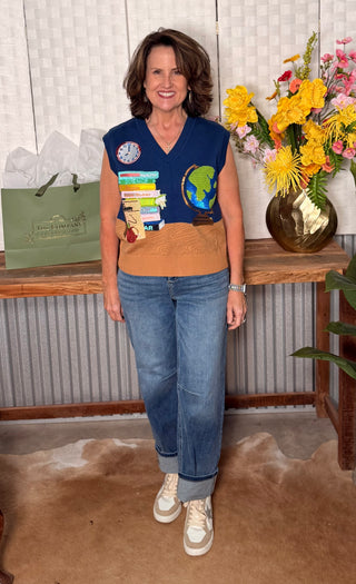 Queen of Sparkles Books & Globe Knit Tank