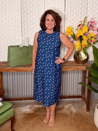 Midnight Martini Polka Dot Midi Dress