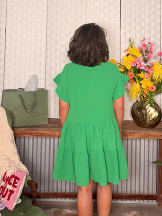 She & Sky Green Tiered Dress