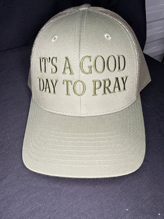 Olive Green "Its A Good Day to Pray" Summer Cap