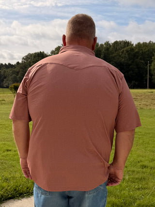 BCR Heathered Tan Pearl Snap Polo