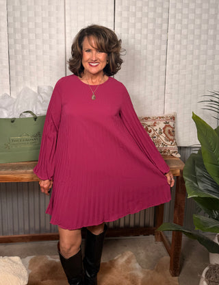 She & Sky Berry Pleated Dress