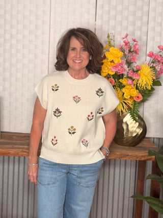 She & Sky Sweet Meadow Embroidered Sweater