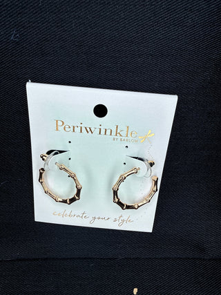 Periwinkle Textured Gold Bamboo Hoops