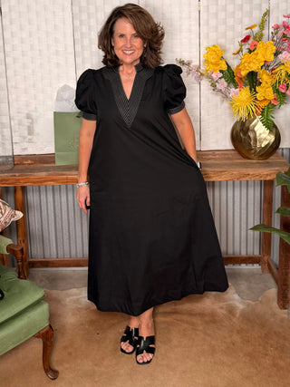 Entro Black Midi Dress