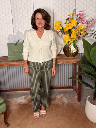 Entro Olive Striped Pants