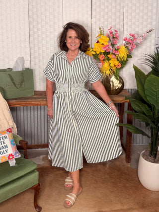 She & Sky Harbor Stripe Midi Dress