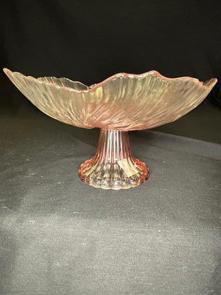 Glass Floral Bowl on Pedestal 7.5 inches