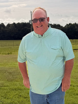 BCR Green Gingham Pearl Snap Polo