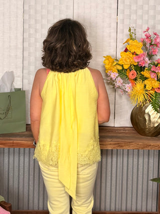 Sweet Lace Trim Sleeveless Top