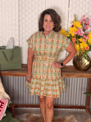 Entro Golden Garden Belted Dress