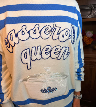 Queen of Sparkles White and Blue Casserole Queen