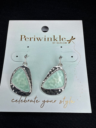 MInt Stone Silver Drop Earrings