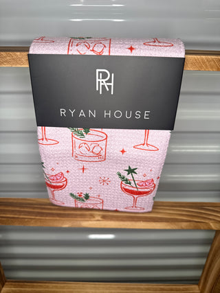 Ryan House Pink Christmas Drink Tea Towels