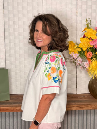 Voy Garden Party Embroidered Blouse