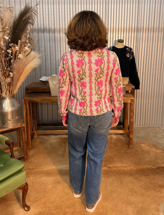 Floral Scalloped Sweater Cardigan