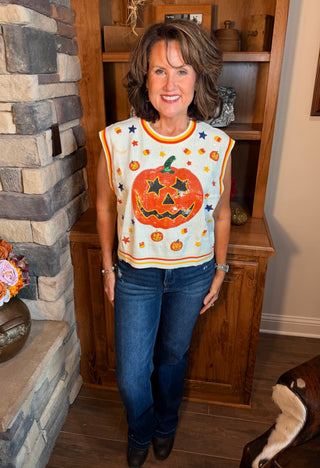 Queen of Sparkles White Sequin Pumpkin Vest