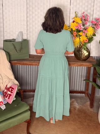 She & Sky Tiered Pintuck Midi Dress