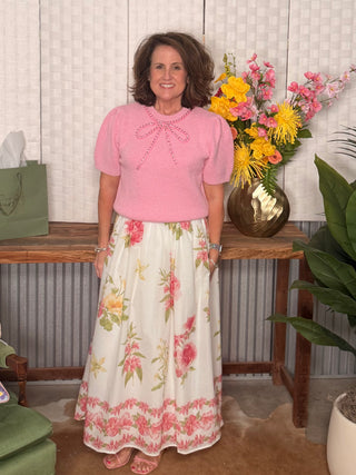 Peach Love Floral Skirt