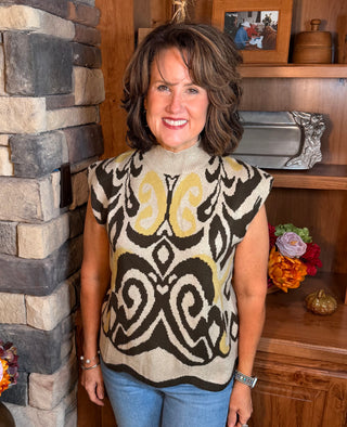 Mock Neck Knit Sweater Vest