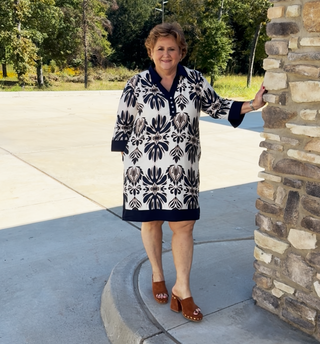 She & Sky Half Sleeve Printed Dress with Pockets