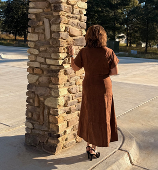 THML Brown Suede Midi Dress