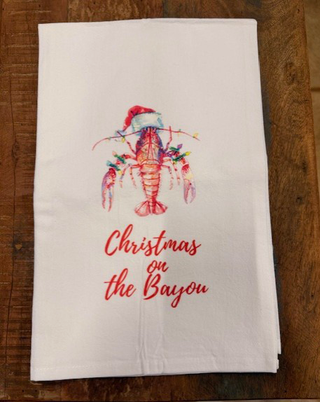 Christmas on the Bayou Crawfish Tea Towel