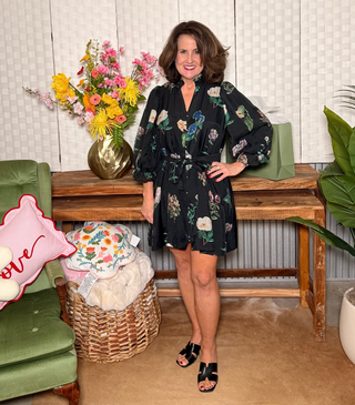 Entro Black Floral Tie Dress