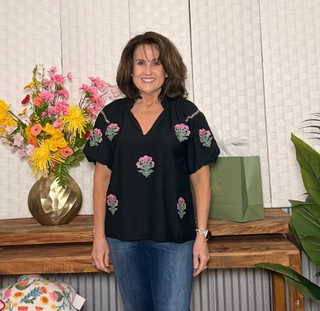 Umgee Embroidered Floral Blouse