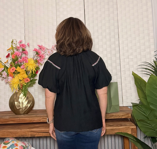 Umgee Embroidered Floral Blouse