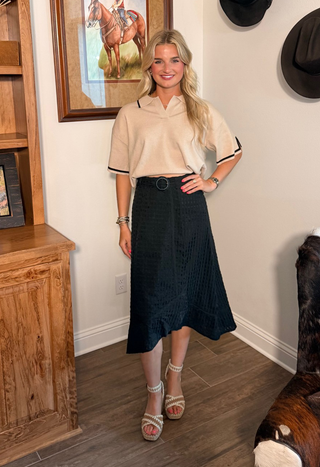 Modern Muse Textured Midi Skirt