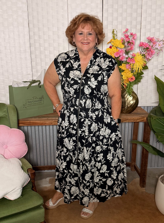 She & Sky Floral Zippered Dress