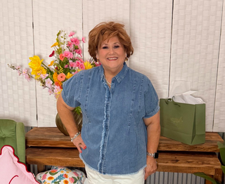 Umgee Denim Frayed Edge Button-Down