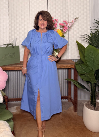 Entro Zip & Bloom Puff Sleeve Dress