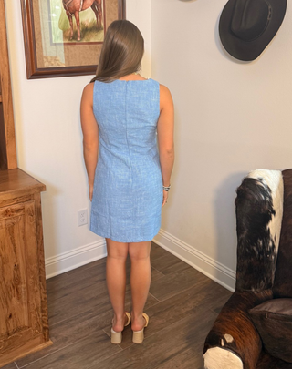 Pearl Trim Sleeveless Tweed Dress
