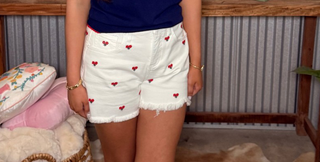 Risen High Rise Embroidery Flower Shorts