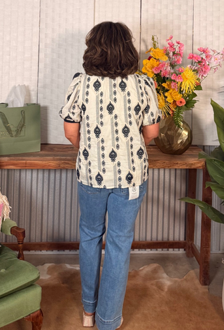 She & Sky Midnight Garden Embroidered Top