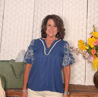 She & Sky Denim Blue Top