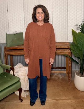 Bronze Layers Ribbed Cardigan Set