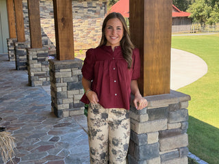 Entro Burgundy Babydoll Top