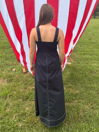 She & Sky Classic Square Neck Midi Dress