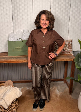 Chocolate Charm Gold Button Top