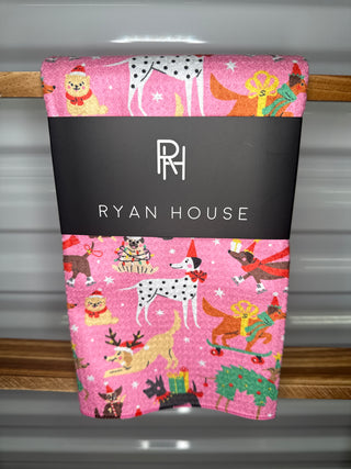 Ryan House Pink Dogs Love Christmas Too Tea Towels