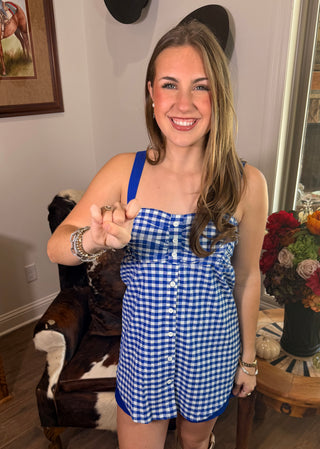 Rosie Blue Gingham Romper