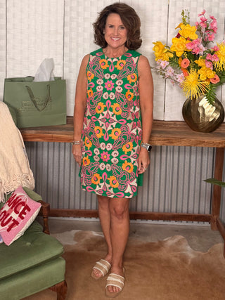 THML Sleeveless Floral Embroidery Dress
