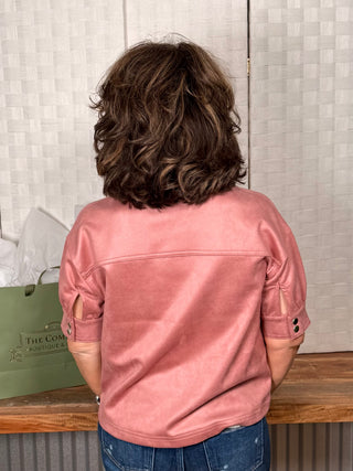 Elvie Short Sleeve Puff 1/2 Zip Top