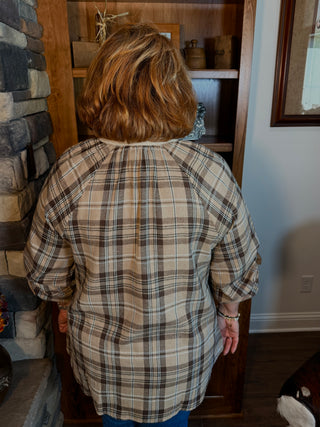 Umgee Flannel Plaid Top