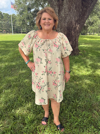 Rosette Garden Denim Dress