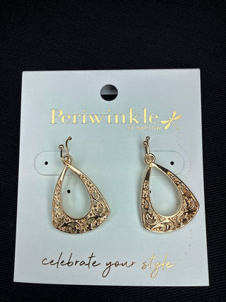 Periwinkle Golden Filagree Teardrop Earrings